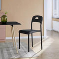 Chaise de cuisine moderne empilable, cadre en plastique avec pieds en métal, imperméable et antitache, noir