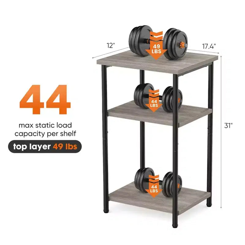 Table basse à 3 niveaux avec étagère de rangement à hauteur réglable
