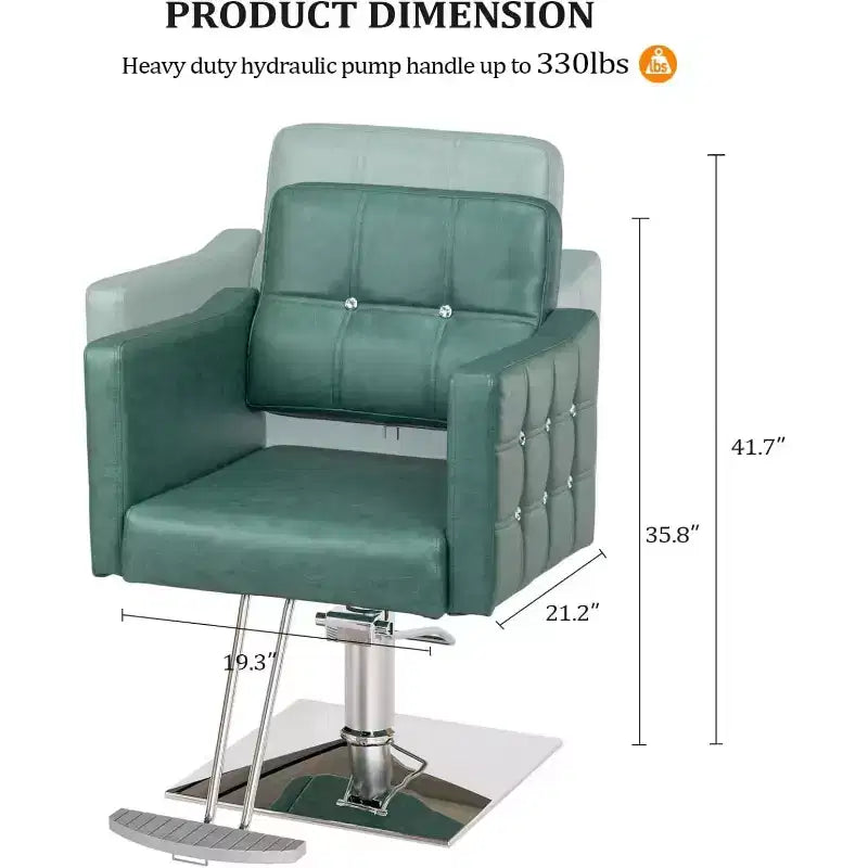 Chaise de salon de coiffure hydraulique rose robuste avec accents en losanges