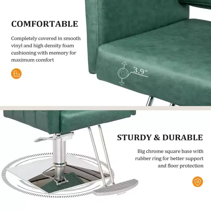 Chaise de salon de coiffure hydraulique rose robuste avec accents en losanges