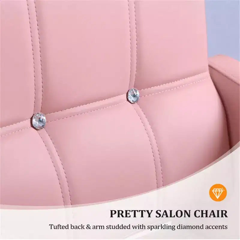 Chaise de salon de coiffure hydraulique rose robuste avec accents en losanges