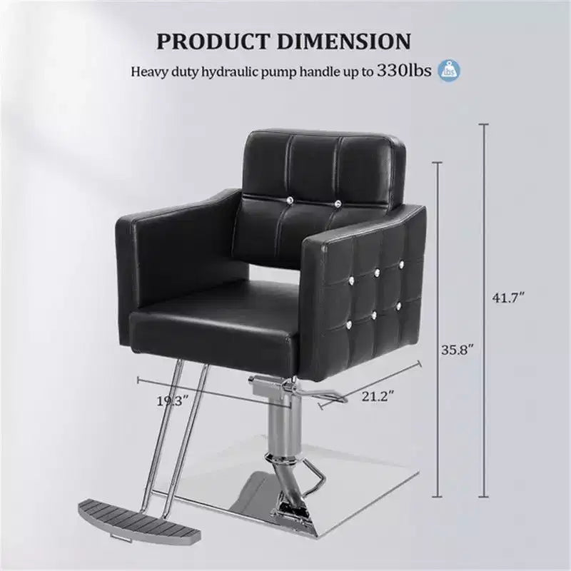 Chaise de salon de coiffure hydraulique rose robuste avec accents en losanges