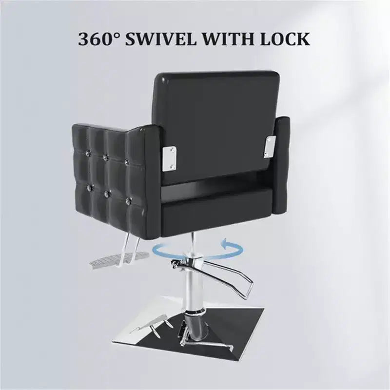 Chaise de salon de coiffure hydraulique rose robuste avec accents en losanges