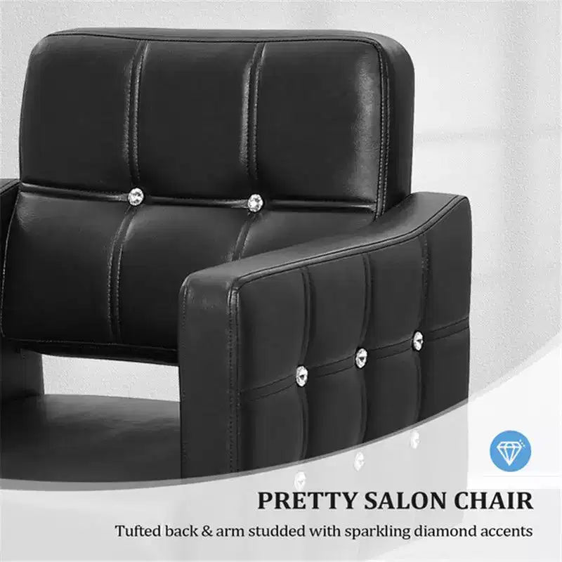 Chaise de salon de coiffure hydraulique rose robuste avec accents en losanges