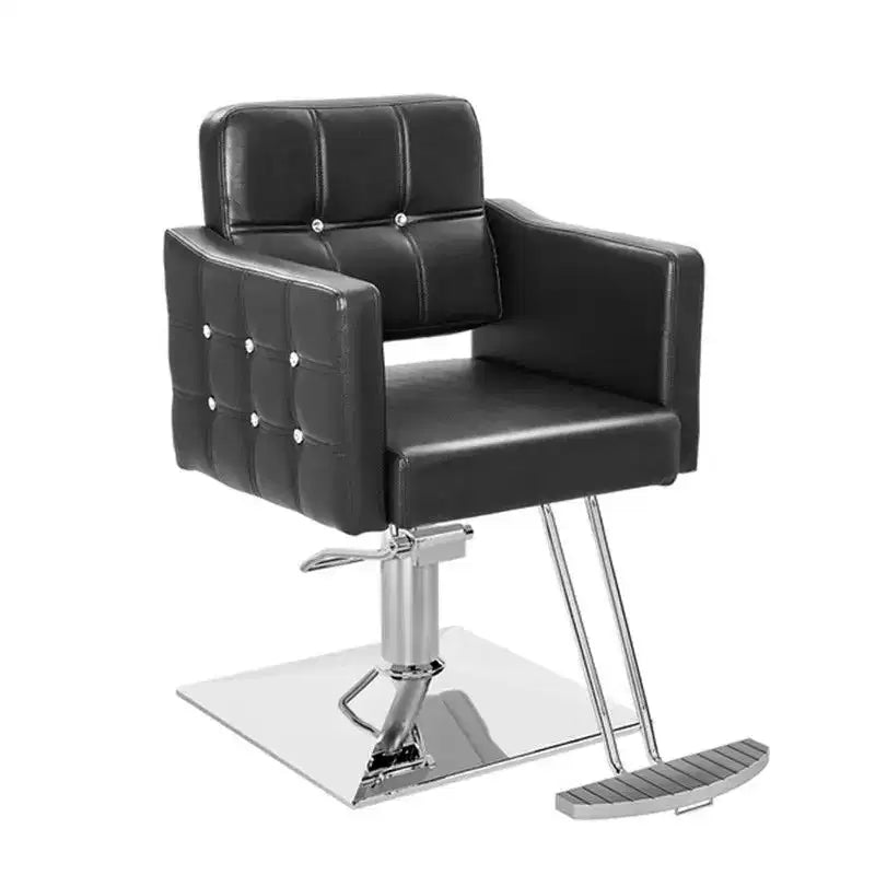 Chaise de salon de coiffure hydraulique rose robuste avec accents en losanges