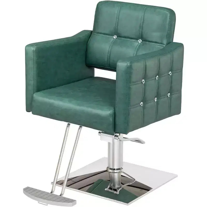 Chaise de salon de coiffure hydraulique rose robuste avec accents en losanges