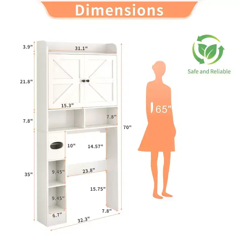 Étagère de rangement au-dessus des toilettes de 32,3 pouces de large