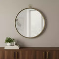 Miroir décoratif rond 34 po, cadre en fer doré