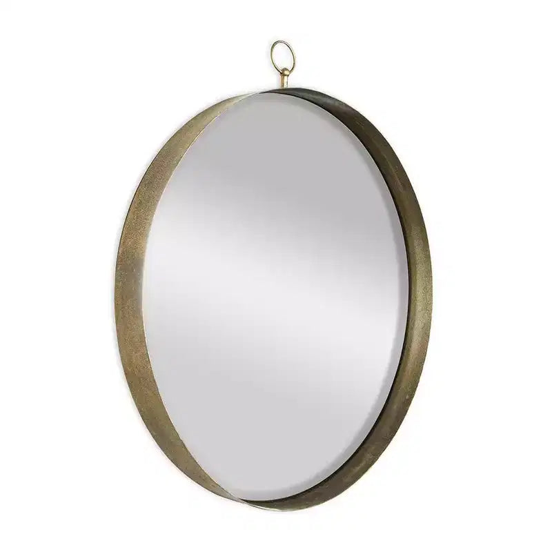 Miroir décoratif rond 34 po, cadre en fer doré