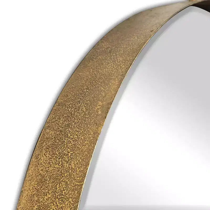 Miroir décoratif rond 34 po, cadre en fer doré