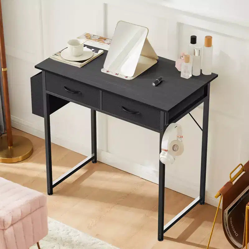 Bureau d'ordinateur compact réglable 32 pouces, table d'étude en métal avec rangement et crochet pour casque, bureau à domicile