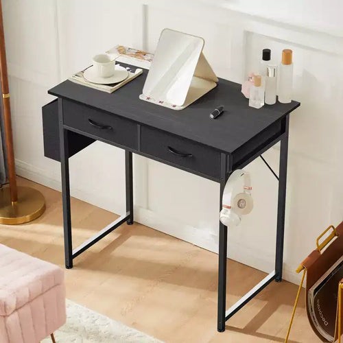 Bureau d'ordinateur compact réglable 32 pouces, table d'étude en métal avec rangement et crochet pour casque, bureau à domicile