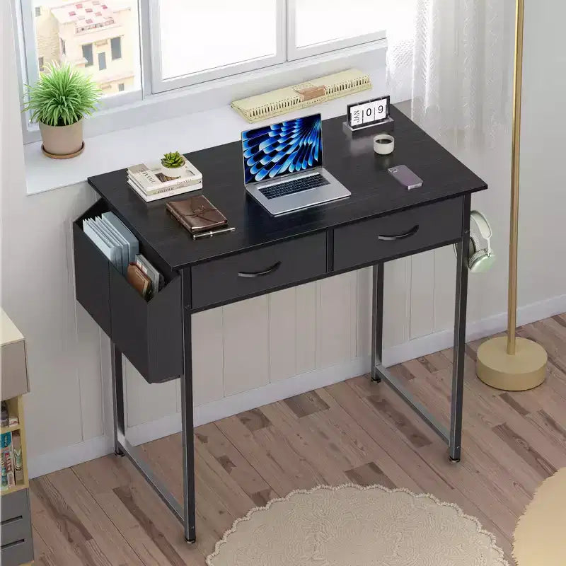 Bureau d'ordinateur compact réglable 32 pouces, table d'étude en métal avec rangement et crochet pour casque, bureau à domicile