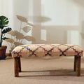 Banc moderne 45 en bois massif et jute tapissé