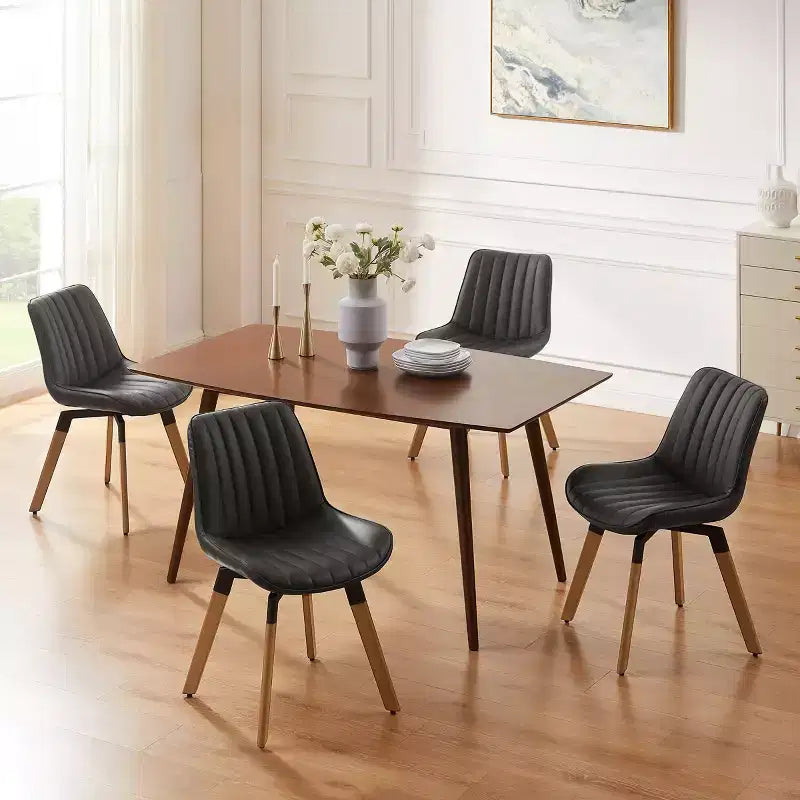 Chaise de salle à manger pivotante en similicuir style Mid-century Modern