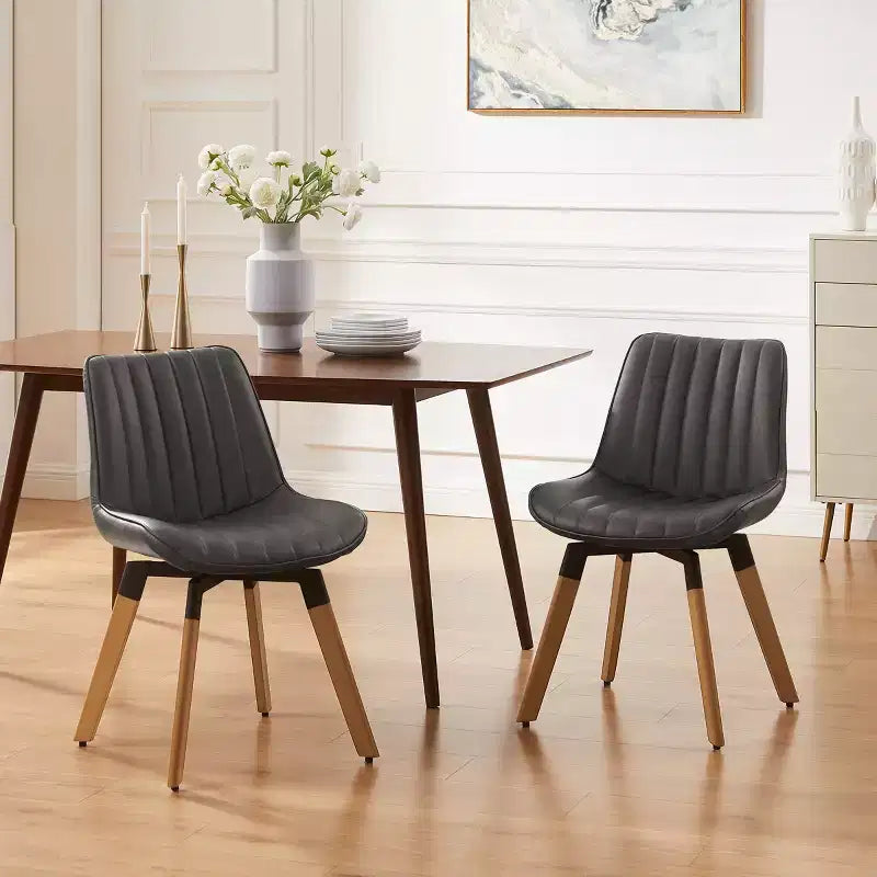 Chaise de salle à manger pivotante en similicuir style Mid-century Modern