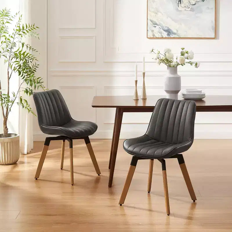 Chaise de salle à manger pivotante en similicuir style Mid-century Modern