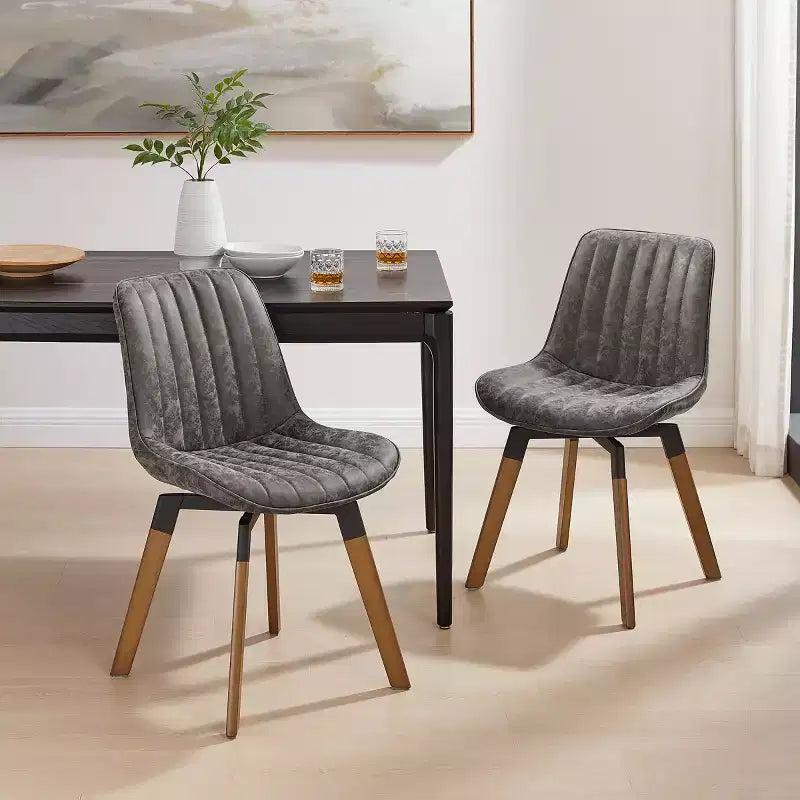 Chaise de salle à manger pivotante en similicuir style Mid-century Modern
