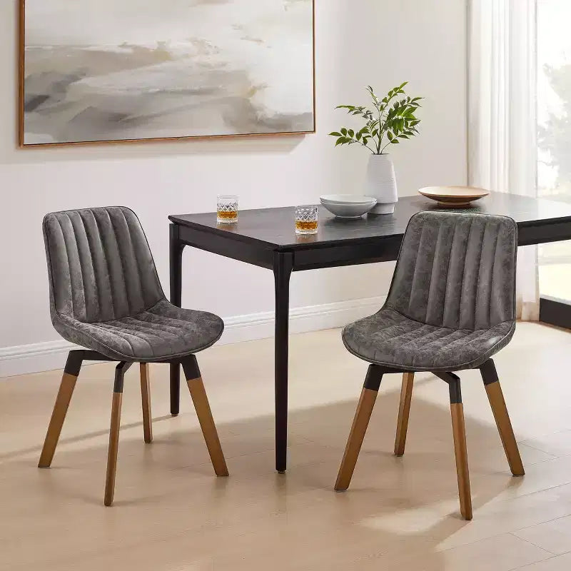 Chaise de salle à manger pivotante en similicuir style Mid-century Modern