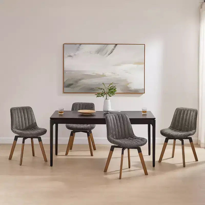 Chaise de salle à manger pivotante en similicuir style Mid-century Modern
