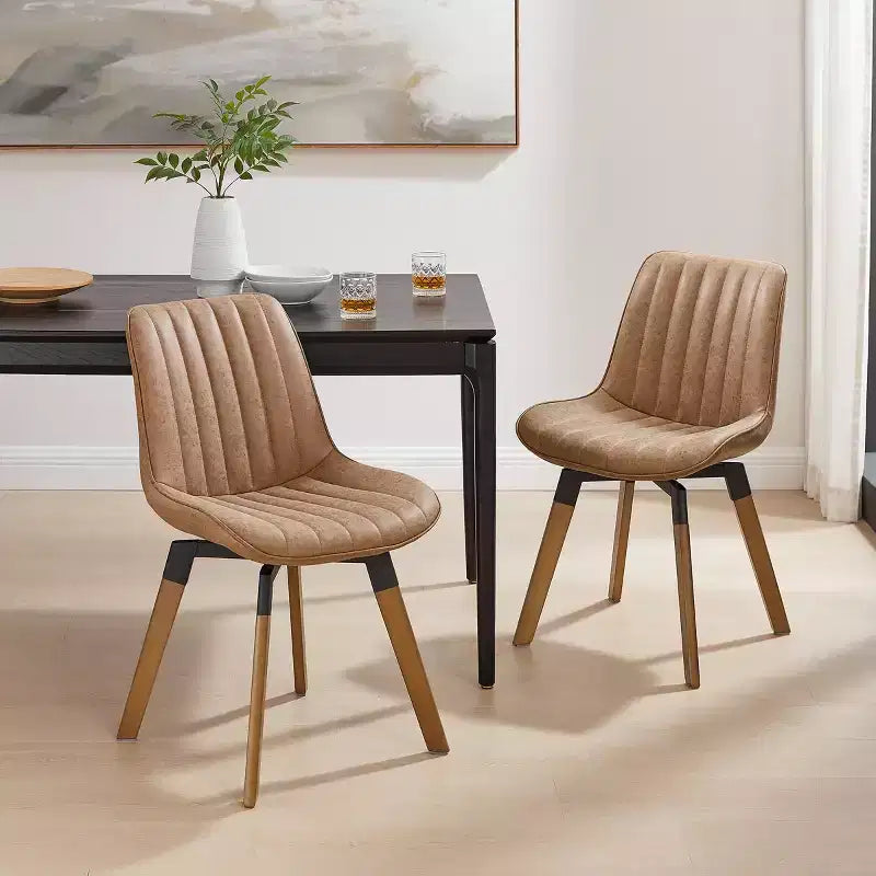 Chaise de salle à manger pivotante en similicuir style Mid-century Modern