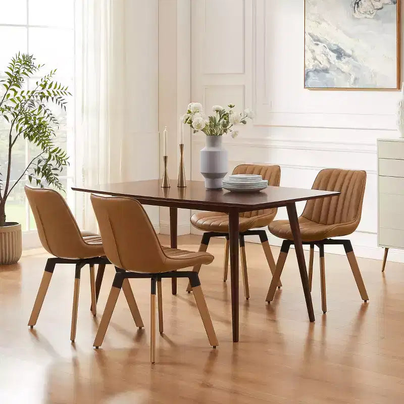 Chaise de salle à manger pivotante en similicuir style Mid-century Modern