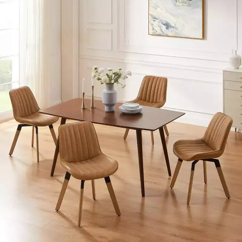 Chaise de salle à manger pivotante en similicuir style Mid-century Modern