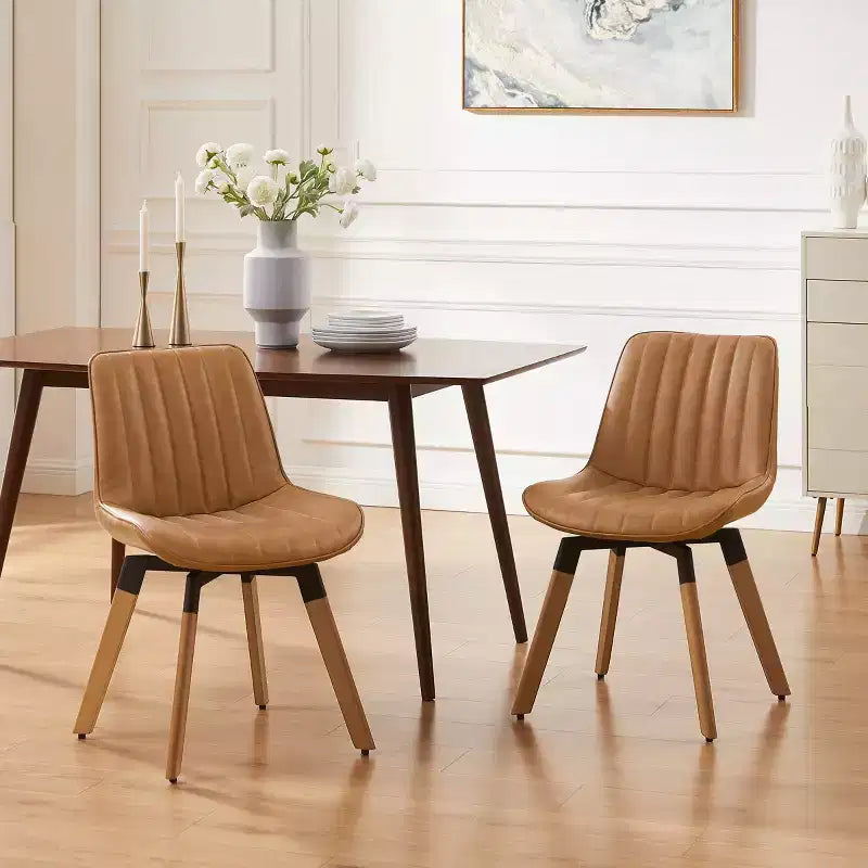 Chaise de salle à manger pivotante en similicuir style Mid-century Modern