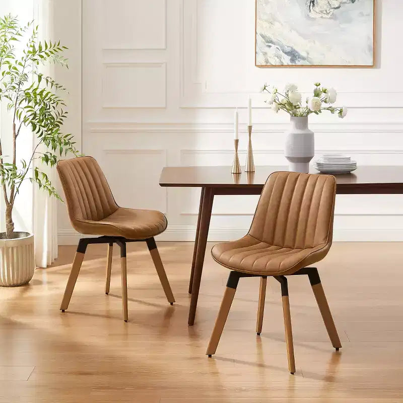 Chaise de salle à manger pivotante en similicuir style Mid-century Modern