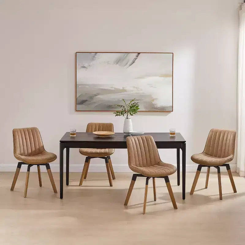 Chaise de salle à manger pivotante en similicuir style Mid-century Modern