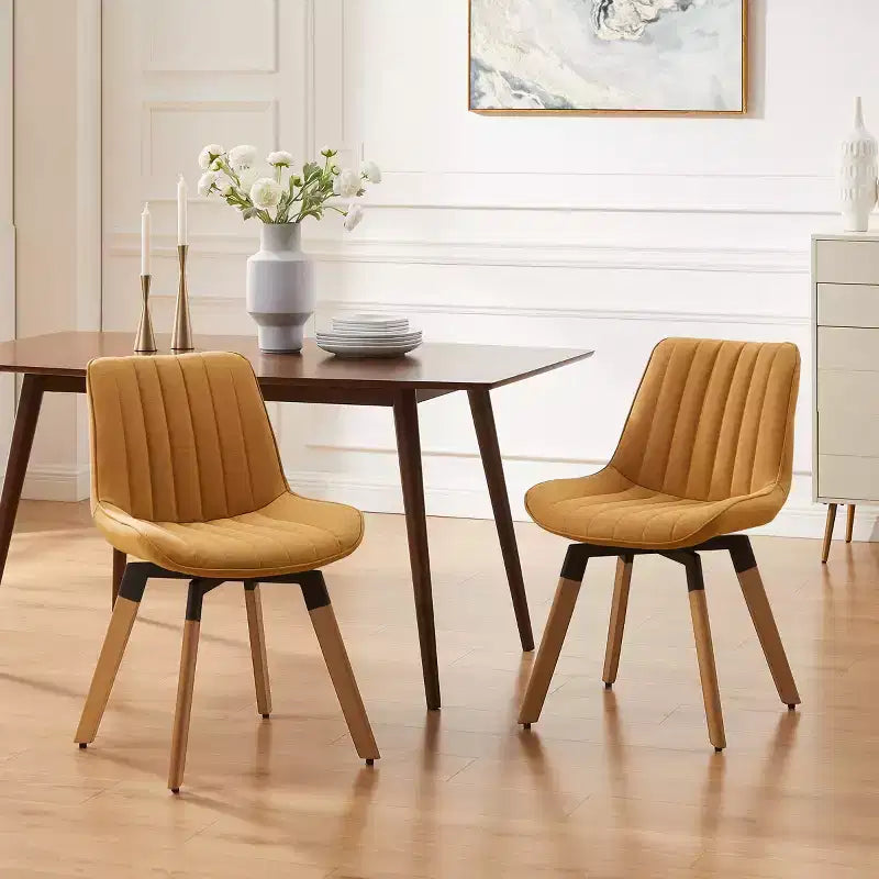 Chaise de salle à manger pivotante en similicuir style Mid-century Modern