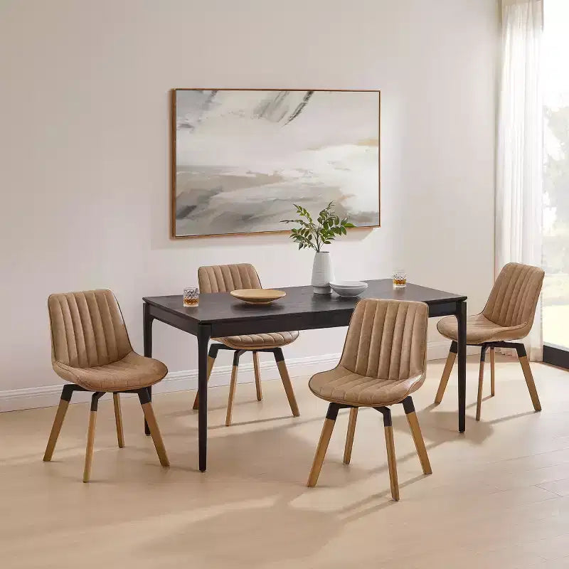 Chaise de salle à manger pivotante en similicuir style Mid-century Modern