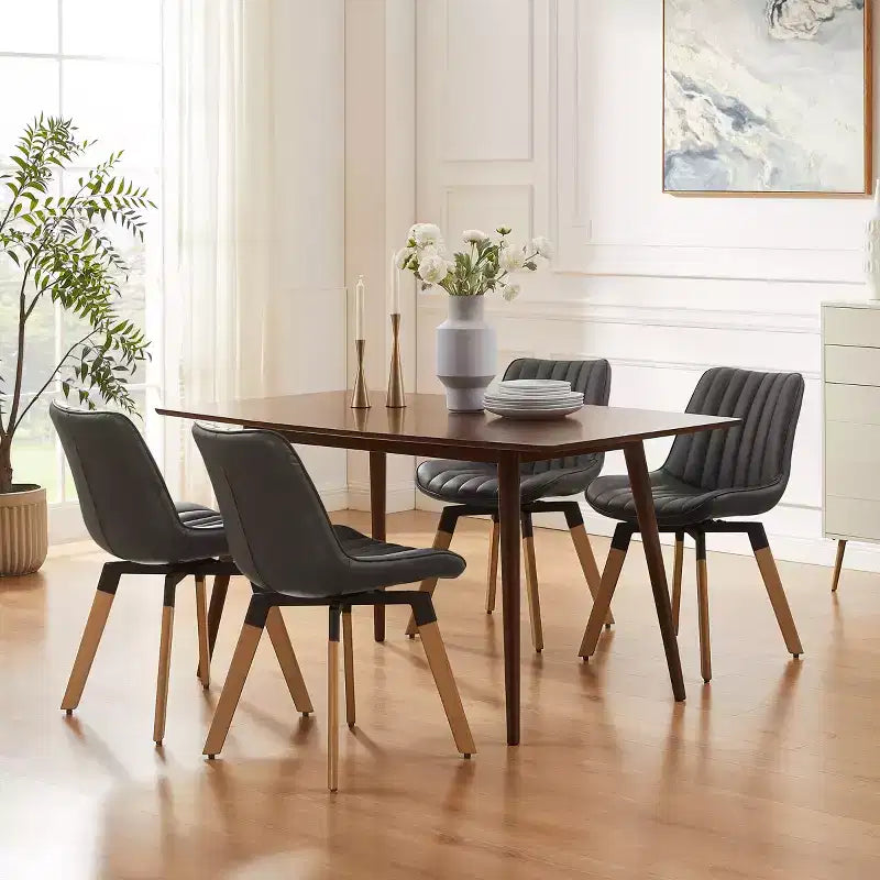 Chaise de salle à manger pivotante en similicuir style Mid-century Modern