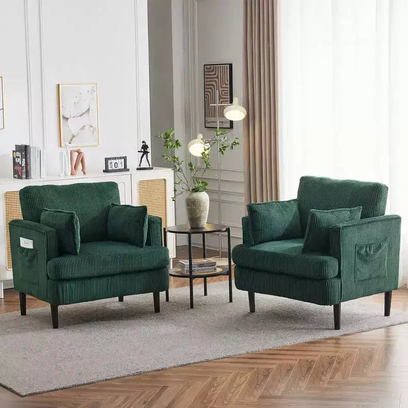 Fauteuil d'appoint moderne en velours côtelé pour salon ou chambre à coucher