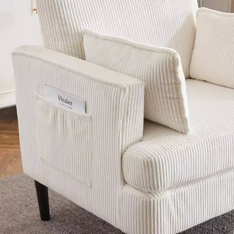 Fauteuil d'appoint moderne en velours côtelé pour salon ou chambre à coucher