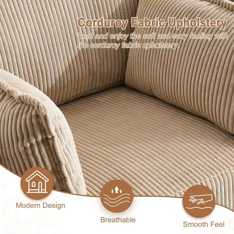 Fauteuil d'appoint moderne en velours côtelé pour salon ou chambre à coucher