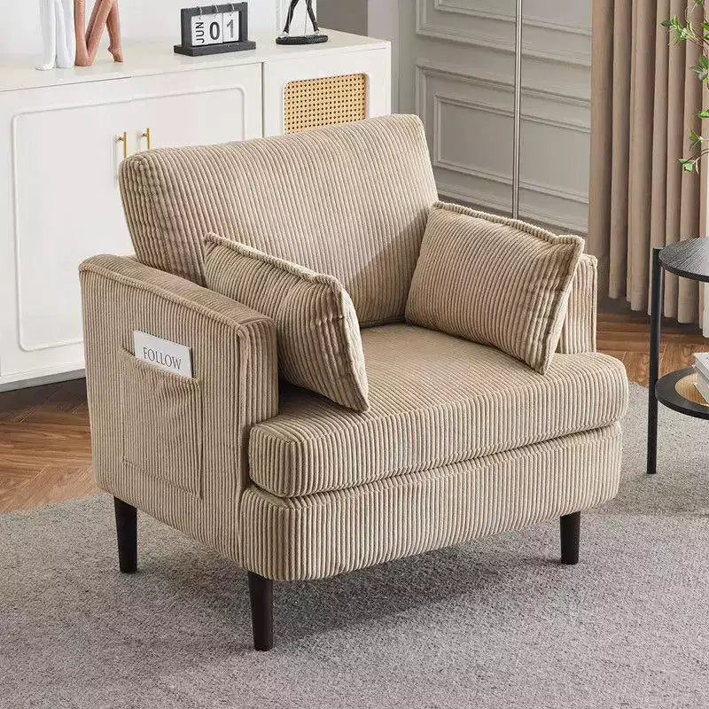 Fauteuil d'appoint moderne en velours côtelé pour salon ou chambre à coucher