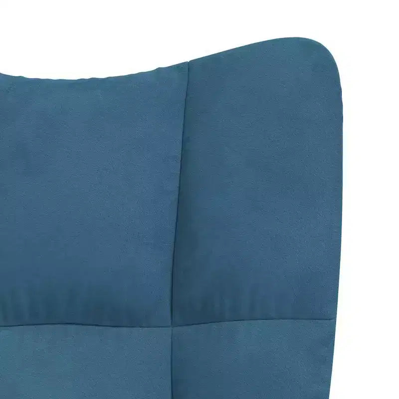Fauteuil d'appoint en velours bleu avec pieds en bois et cadre en acier - Siège de salon confortable pour le séjour, le bureau ou la chambre