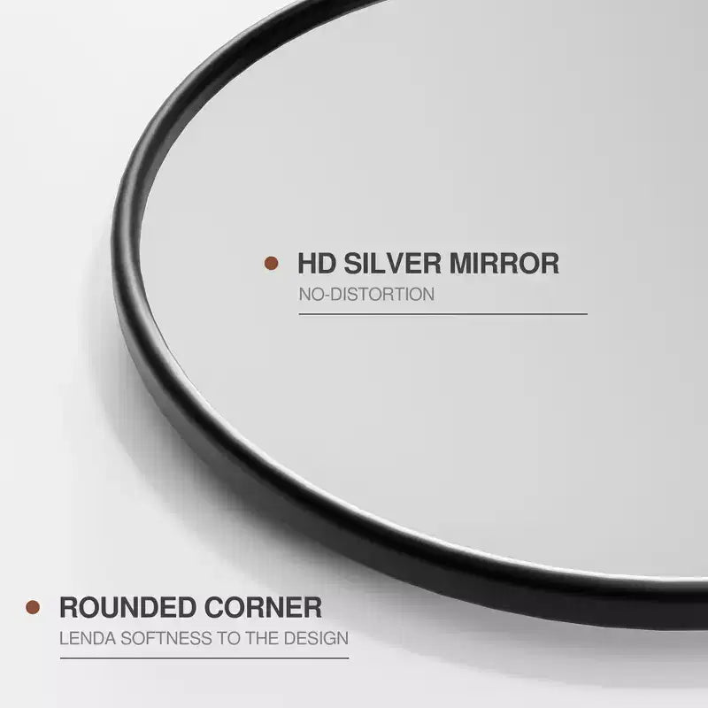 Miroir mural pivotant en métal noir, 32 x 23 pouces, avec arche arrondie en fer forgé