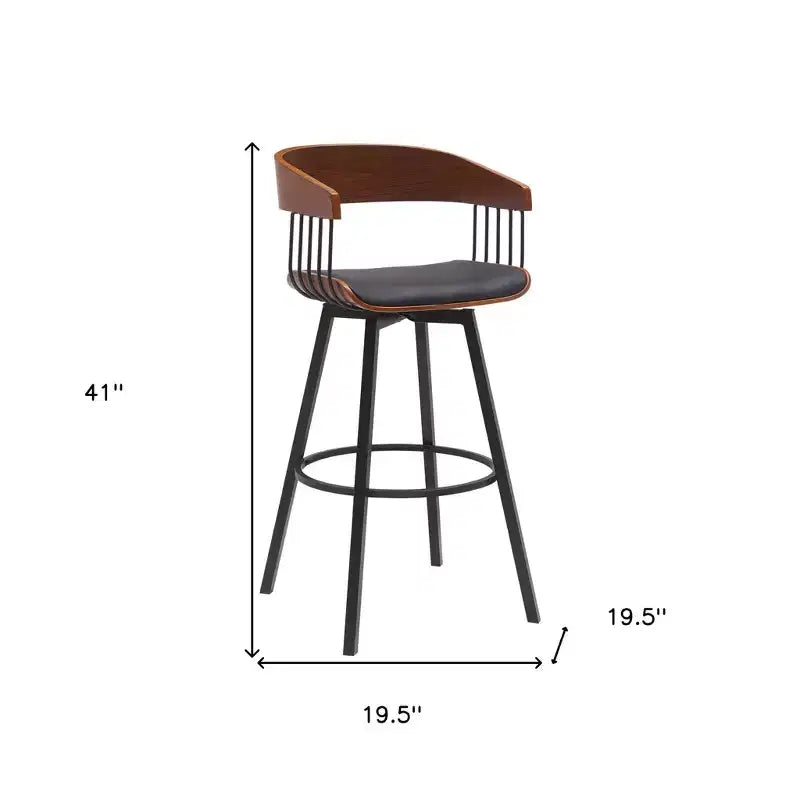 Chaise de bar pivotante 31 po en similicuir noir et métal