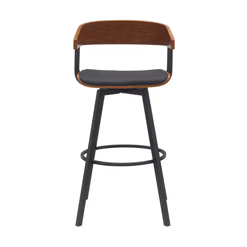 Chaise de bar pivotante 31 po en similicuir noir et métal