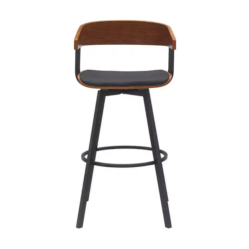 Chaise de bar pivotante 31 po en similicuir noir et métal