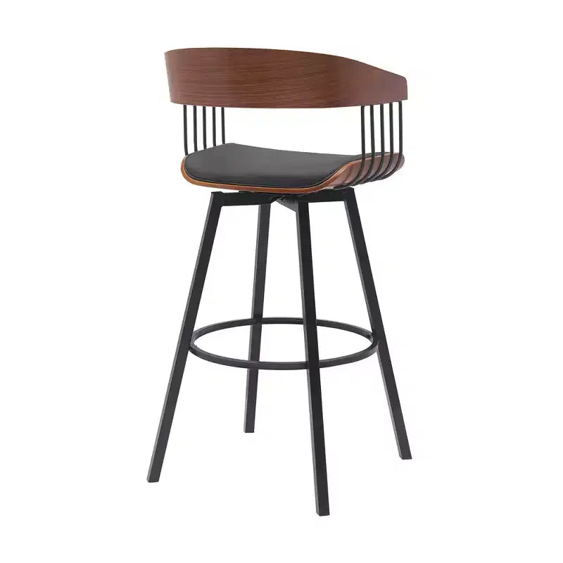 Chaise de bar pivotante 31 po en similicuir noir et métal