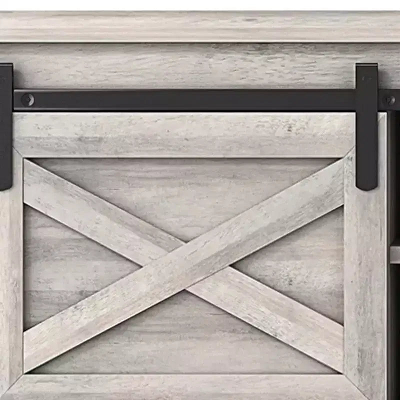 Banc de rangement avec étagères en bois gris et noir et similicuir 47 po