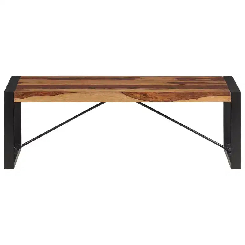 Table basse marron en bois de Sesham massif et acier thermolaqué