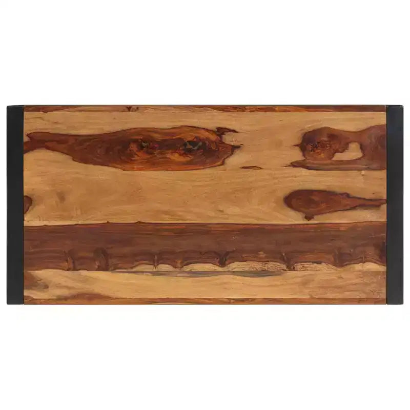 Table basse marron en bois de Sesham massif et acier thermolaqué
