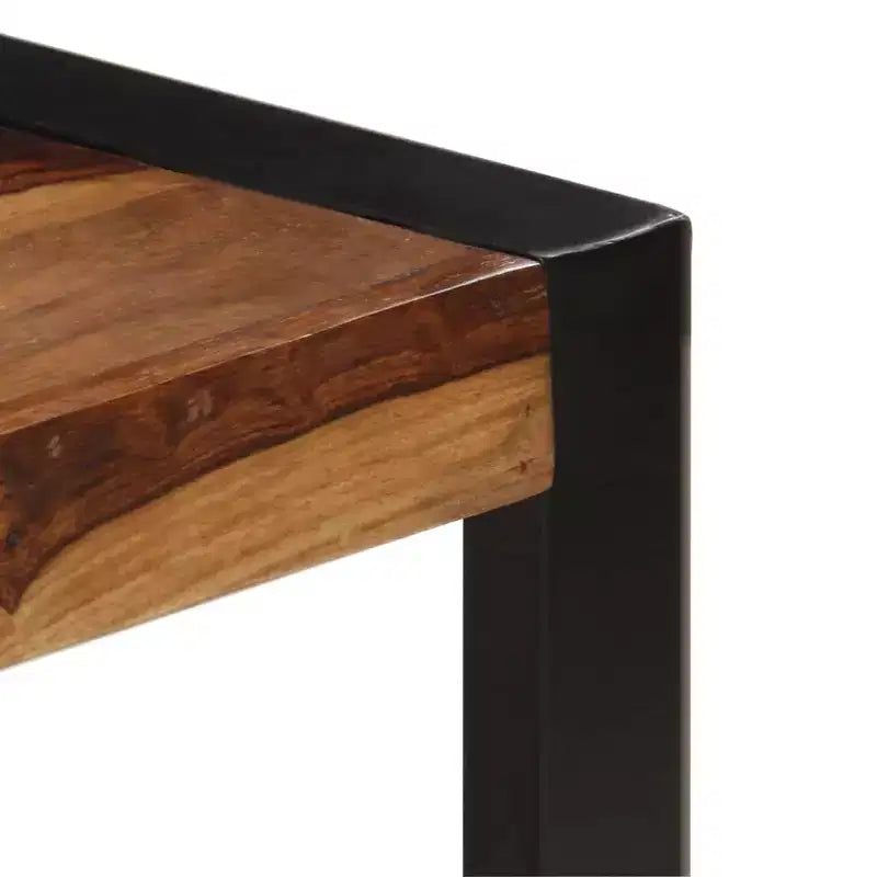 Table basse marron en bois de Sesham massif et acier thermolaqué