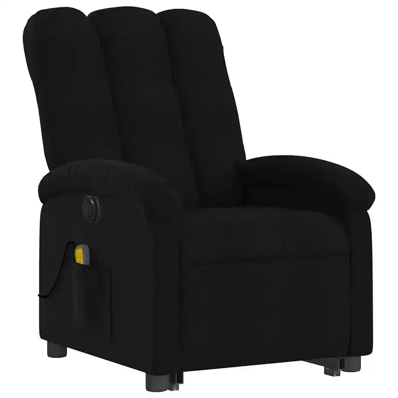 Fauteuil inclinable électrique de massage sur pied – Fauteuil relaxant électrique avec vibration en tissu noir, repose-pieds/dossier réglables
