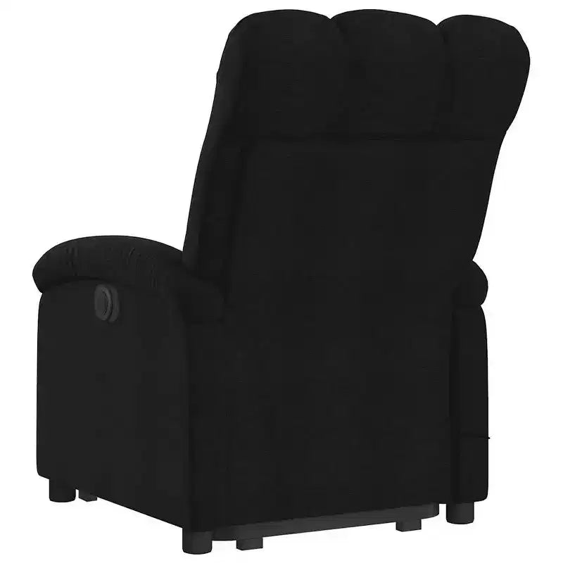 Fauteuil inclinable électrique de massage sur pied – Fauteuil relaxant électrique avec vibration en tissu noir, repose-pieds/dossier réglables