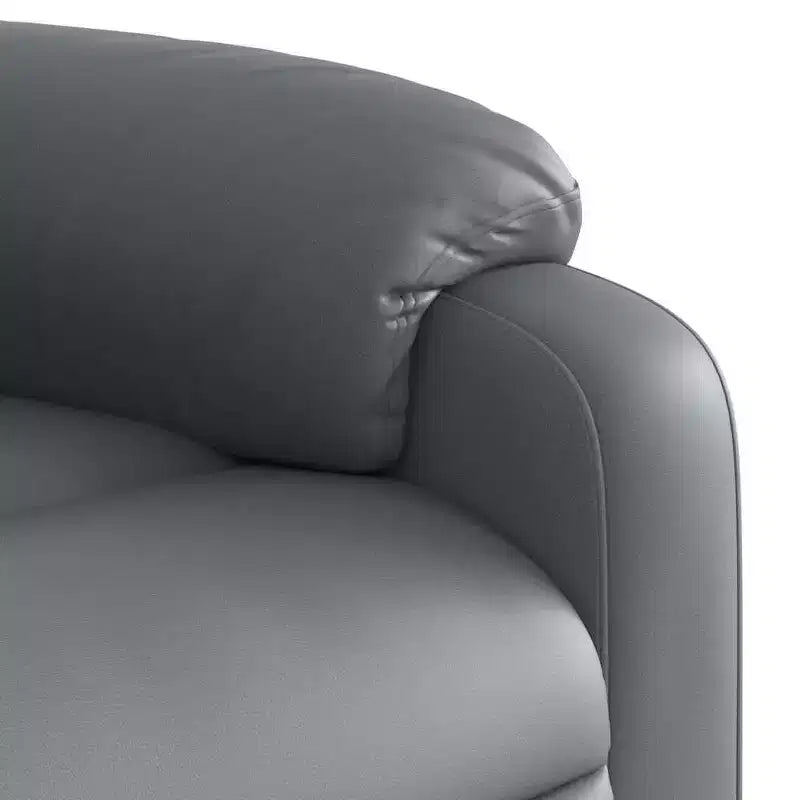 Fauteuil inclinable de massage électrique en similicuir gris, bois, métal, mousse